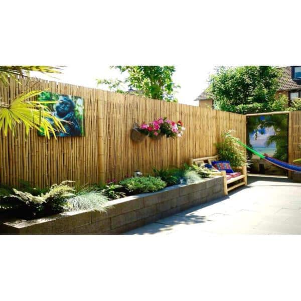 1 in. D x 6 ft. H x 8 ft. W Natural Bamboo Fence Decorative Rolled Fencing Panel