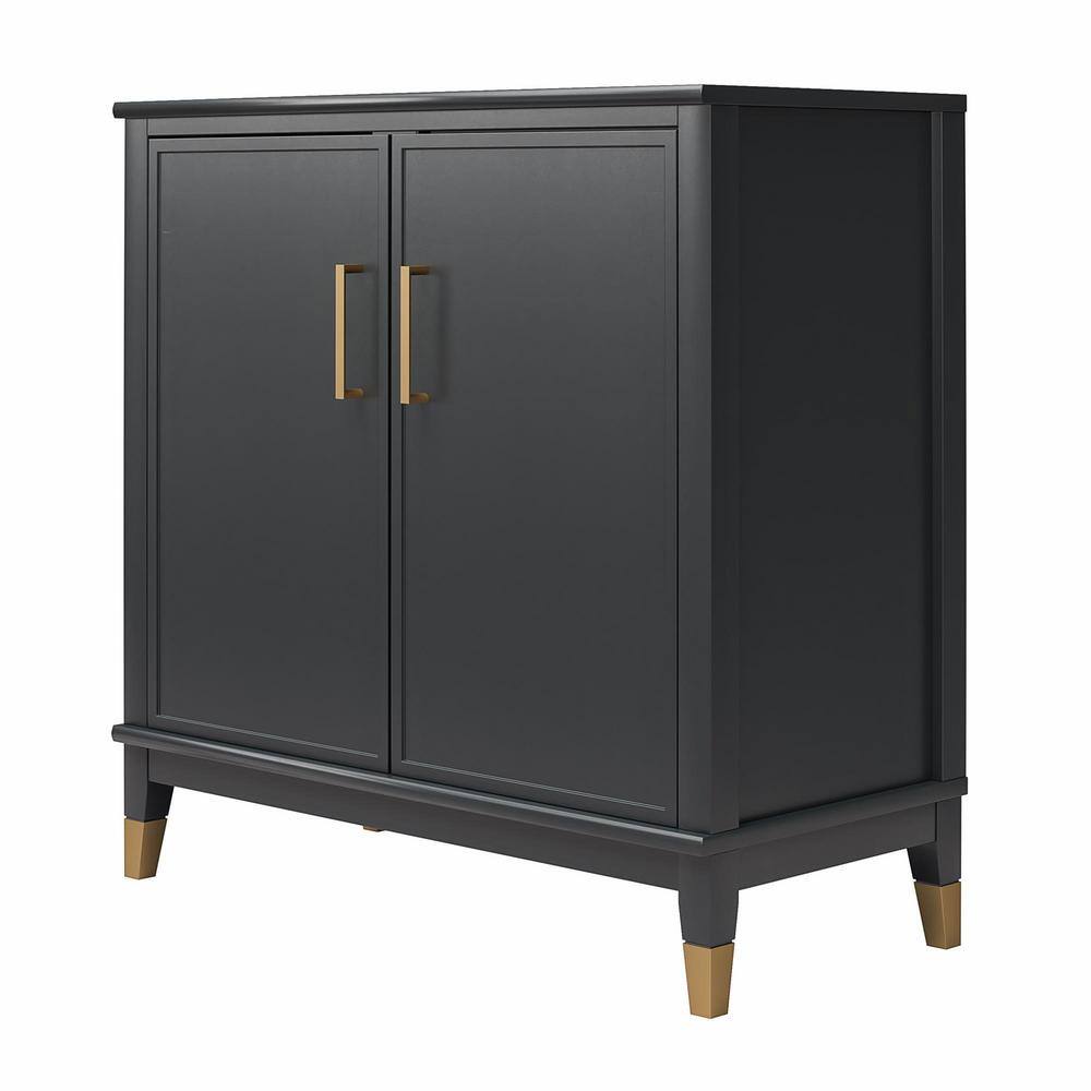 Black MDF 2-Door Accent Cabinet with Adjustable Shelving