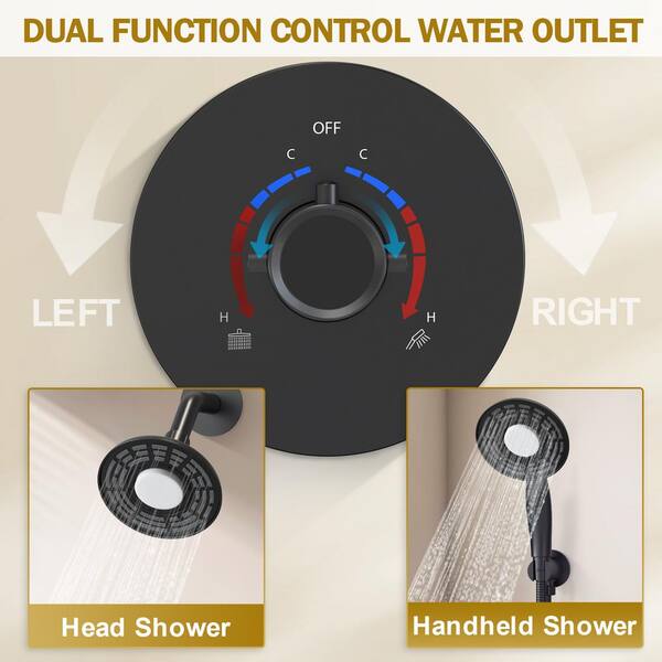 CRANACH 2-Spray 5 in. LED 3-Color Dual Shower Head Wall Mount Handheld  Shower Head 2.5 GPM in Matte Black(Valve Included) SRSFS-1022-BK5 - The  Home Depot