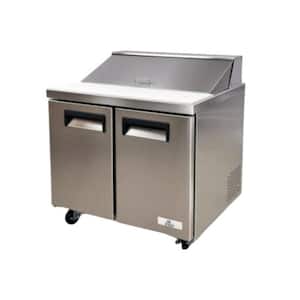 36 in. W 7.8 cu. ft. Commercial Mega Food Prep Table Refrigerator Cooler in Stainless Steel