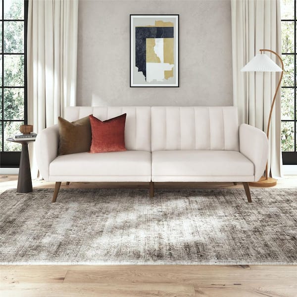 Novogratz Brittany Futon, Ivory Boucle Fabric