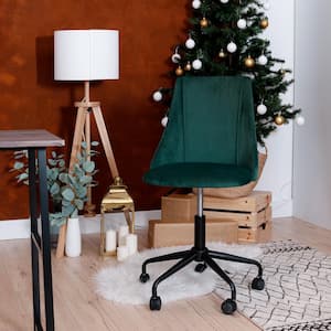 Dark Green Velvet Fabric Cover Modern Simple Style Green Large Size High Back Secretary Office Chair