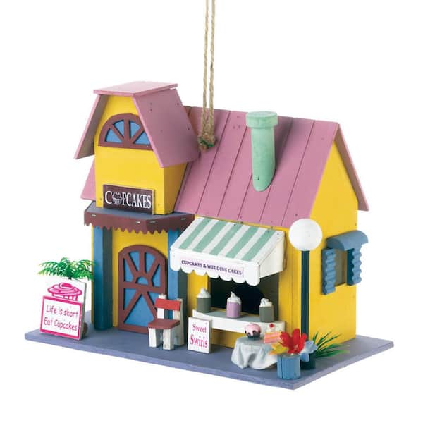 Zingz & Thingz 9.75 in. x 4.25 in. x 8 in. Cute Cupcake Bakery Birdhouse