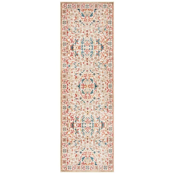 Kashan 3 ft. x 6 ft. Ivory/Ivory Medallion Runner Rug