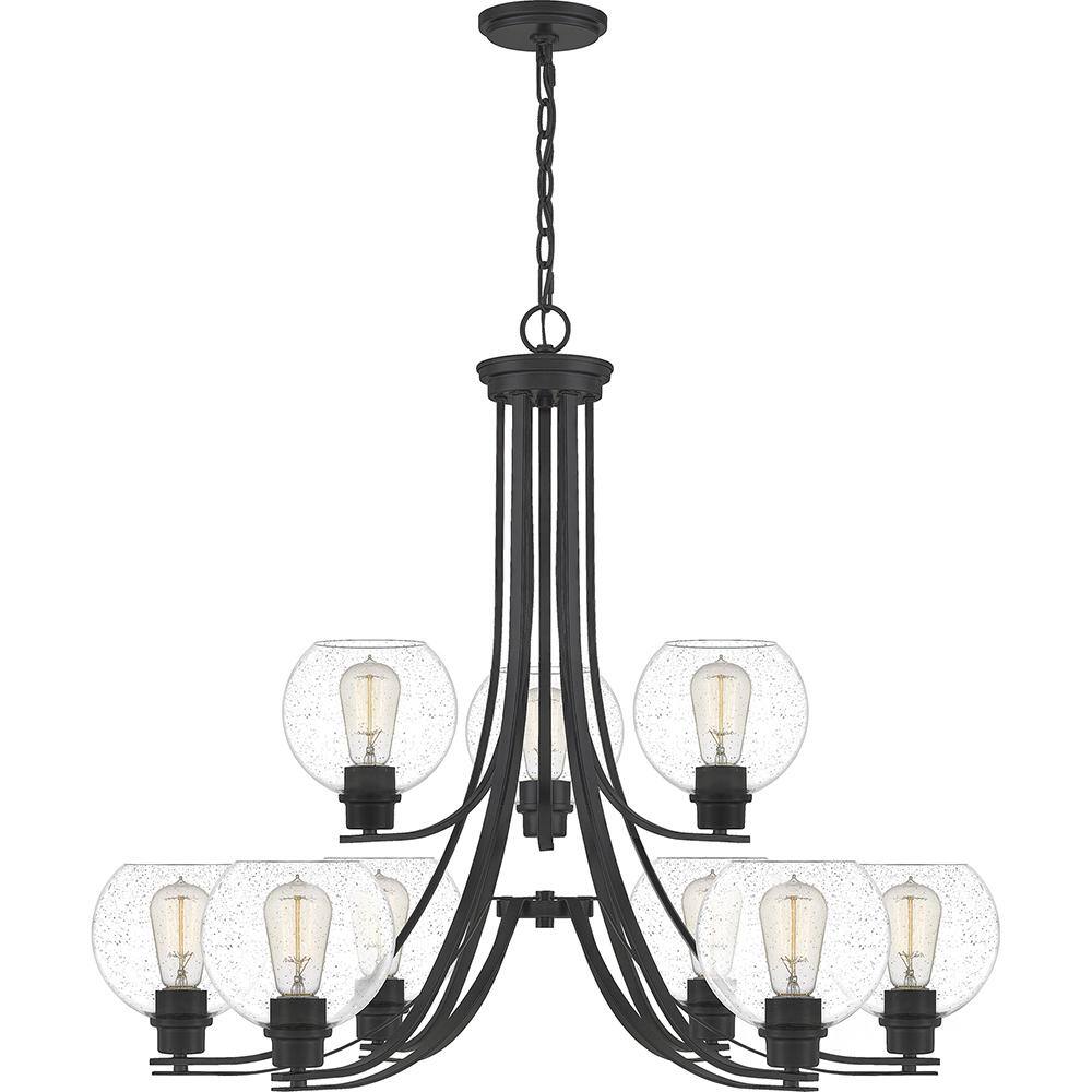 Pruitt 29" Transitional Matte Black 9-Light Chandelier