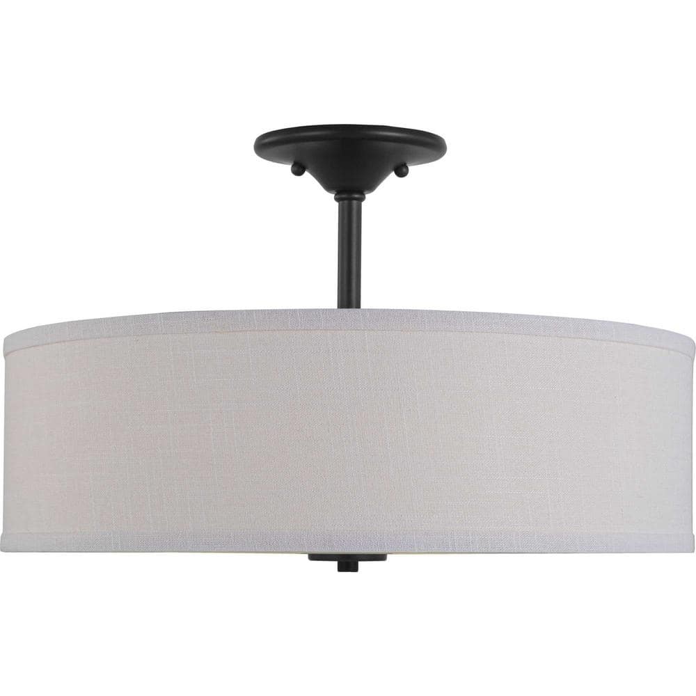Graphite Elegance 20" Indoor/Outdoor Drum Ceiling Light with Summer Linen Shade