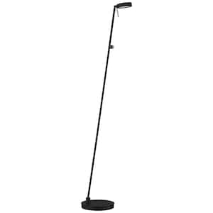 George's Reading Room 49.75 in. Black Contemporary 1-Light Dimmable Standard Floor Lamp for Living Room with Metal Shade