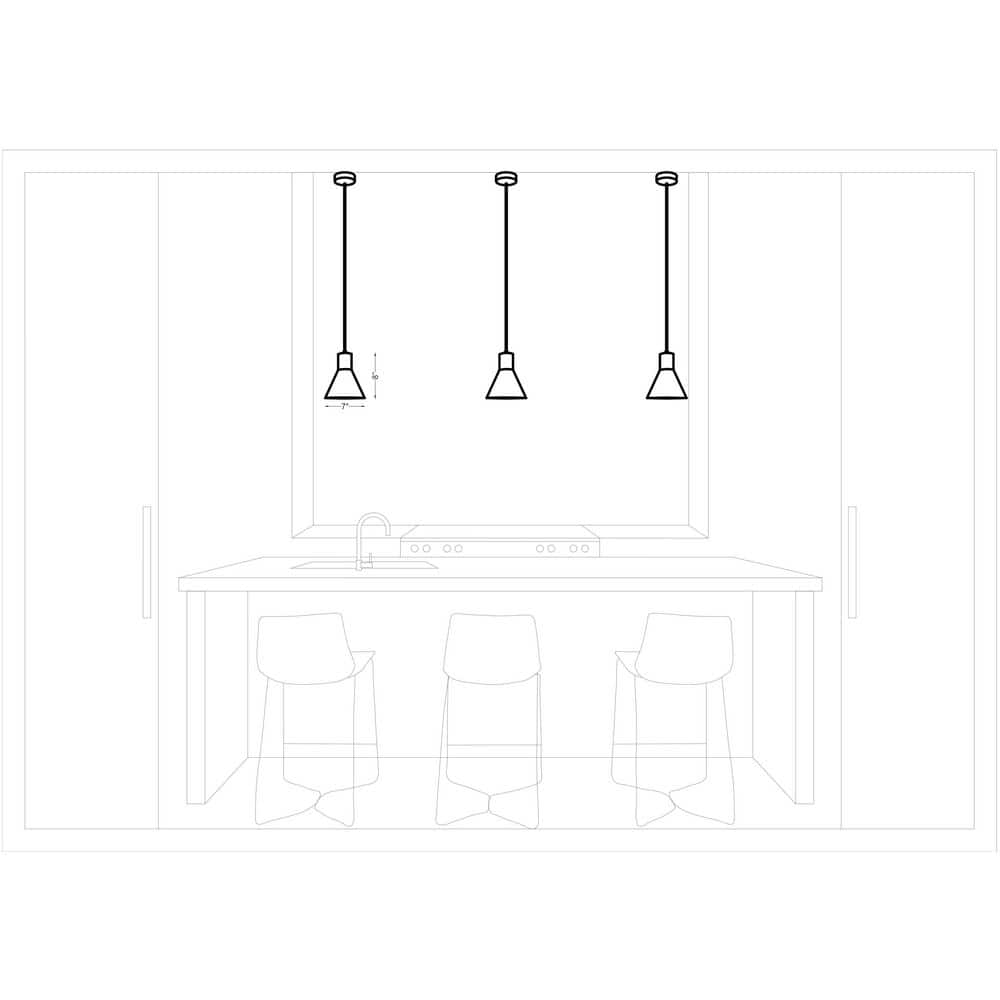 Brushed Nickel Black Metal Single Light Pendant