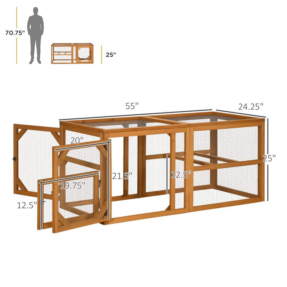 Large Wooden Chicken Coop with Metal Mesh and Lockable Doors