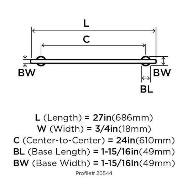 Polished Stainless Steel 24-Inch Wall Mounted Towel Bar