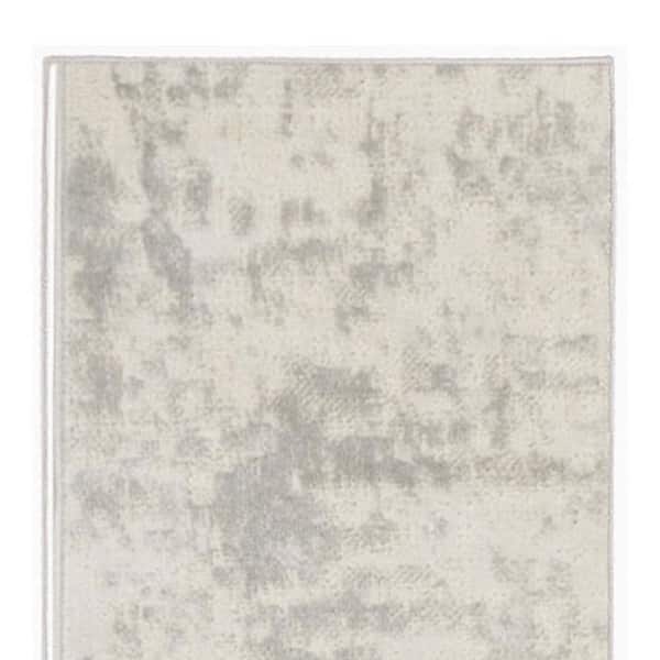 2 ft. x 8 ft. White Abstract Washable Area Rug