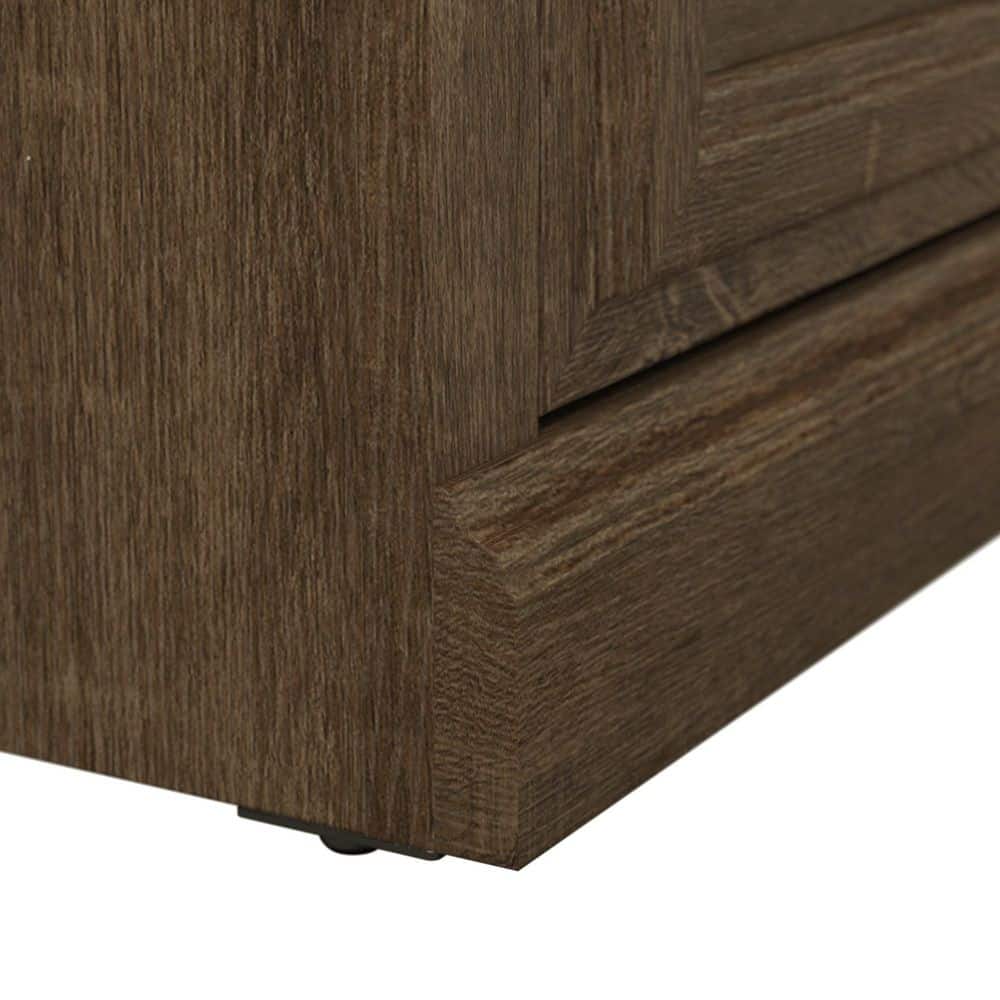 Ash Brown Engineered Wood Entryway Shoe Storage Bench with Doors