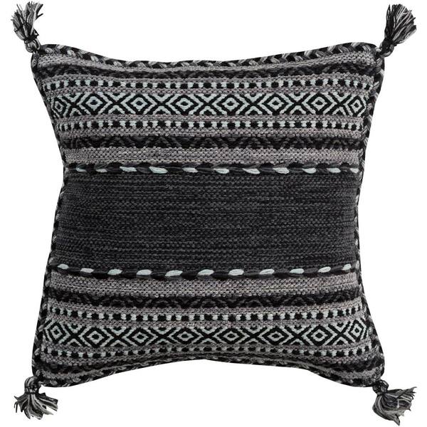 Artistic Weavers Ganale Black Striped Polyester 20 in. x 20 in. Throw Pillow