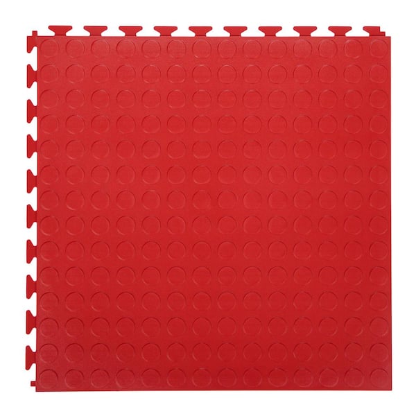 Nitro Coin Fle x PVC Garage Floor Tiles, Victory Red, 20.5 in. x 20.5 in., 177 in. Thick, 8-Pack, 23.35 sq. ft.