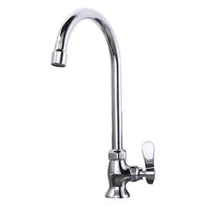 Deck Mount Single Handle Standard Kitchen Faucet with Gooseneck Swivel Spout in Polished Chrome