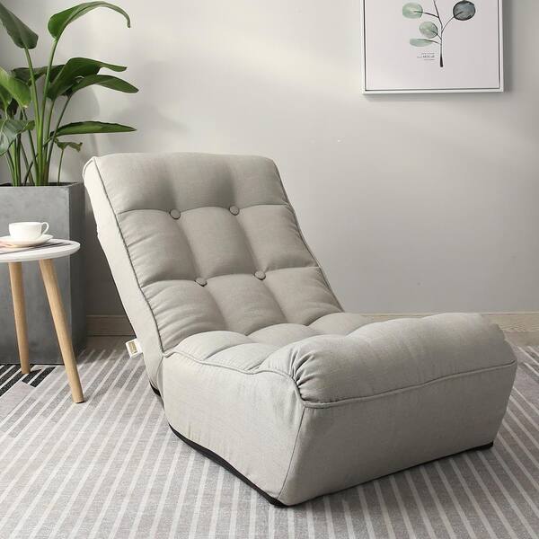wetiny Gray 23.6 in. Single Sofa Reclining Chair Japanese Chair 