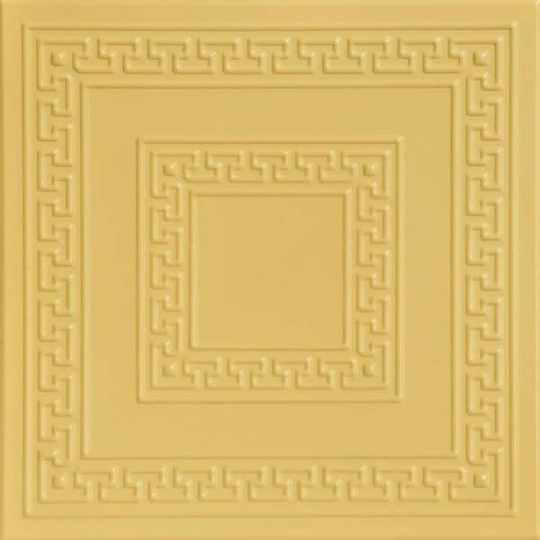 A La Maison Ceilings Greek Key Concord Ivory 1.6 ft. x 1.6 ft. Decorative Foam Glue Up Ceiling Tile (21.6 sq. ft./case)