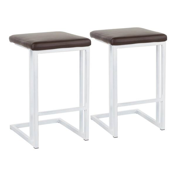 4 Set Modern Backless Stool Vintage Style 26" in Silver Counter Stools Set of 