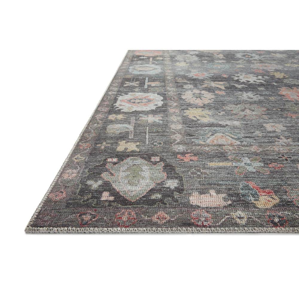 Elysium Charcoal Floral Wool and Synthetic Area Rug