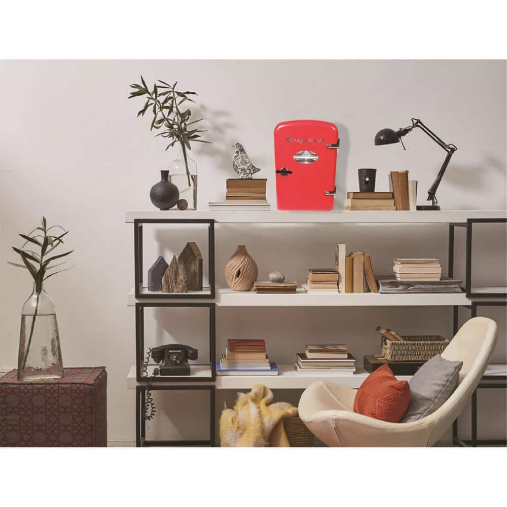 0.3 cu. ft. 6-Can Retro Mini Fridge in Red