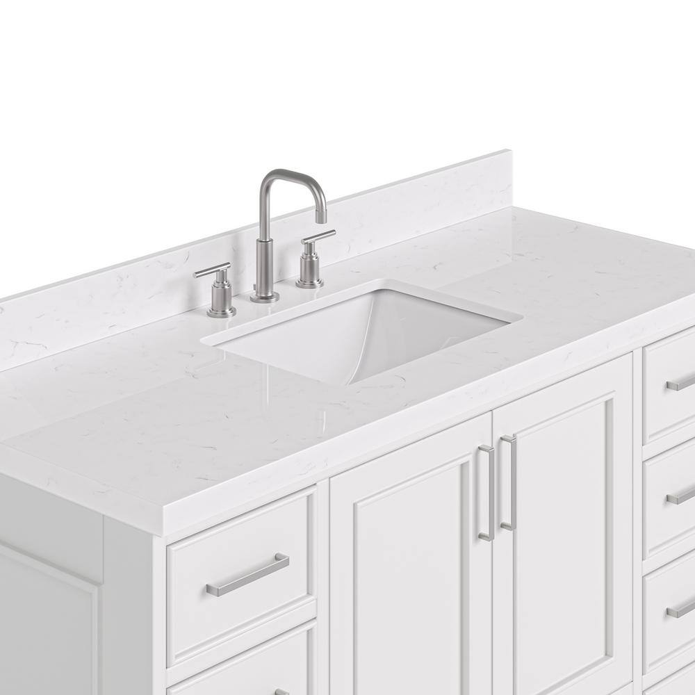 Stafford 54" White Freestanding Bathroom Vanity with Carrara Quartz Top