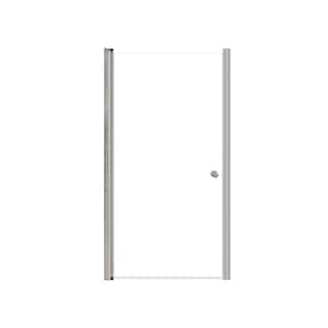 Lyna 36 in. W x 70 in. H Pivot Frameless Shower Door in Brushed Stainless with Clear Glass