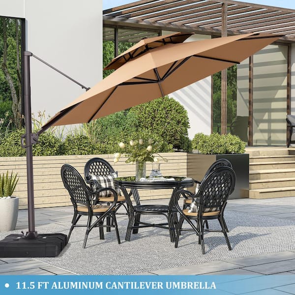 Crestlive Products 11.5 ft. x 11.5 ft. Umbrella Double Top Octagon in Tan