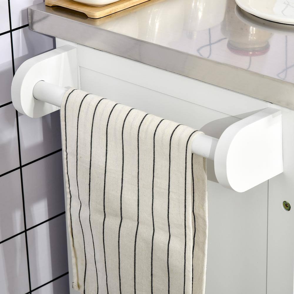 White Wood 33 in. Kitchen Island with Drawers - thumbnail 9