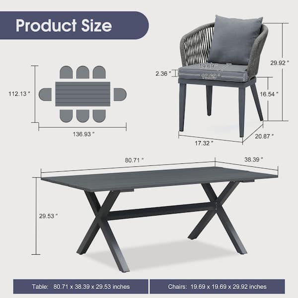 PURPLE LEAF 9-Piece All-Weather Wicker Outdoor Dining Set with