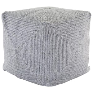Chadwick Indoor/ Outdoor Solid Light Gray Cube Pouf