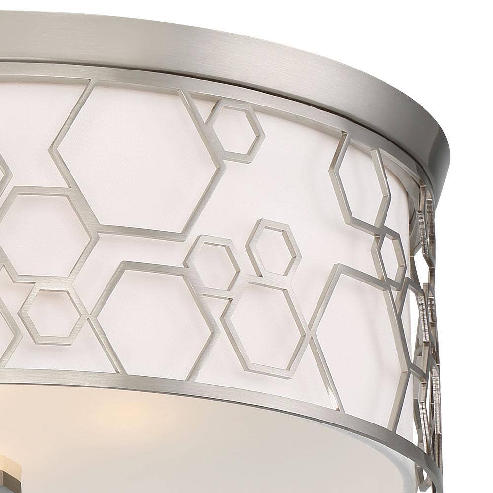 17" Brushed Nickel LED Drum Ceiling Light with White Linen Shade