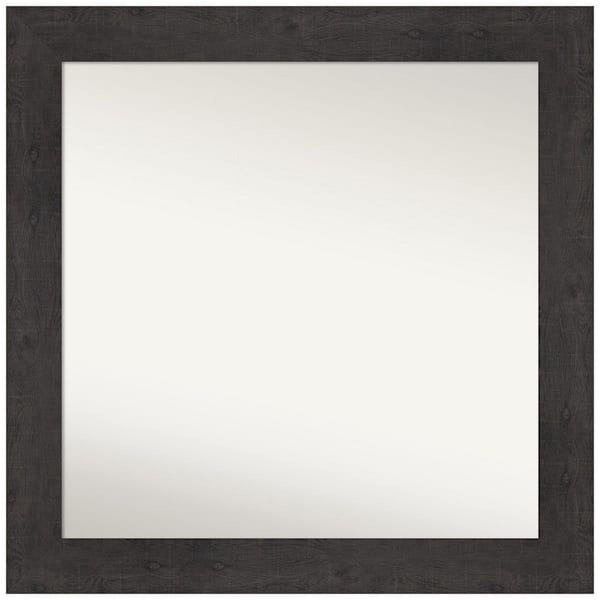 Amanti Art Rustic Plank Espresso 31.5 in. x 31.5 in. Non-Beveled Rustic Square Framed Wall Mirror in Brown