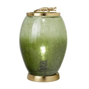 Ariadne 10 in. Green Ombre Textured Glass Up Light Urn Novelty Lamp