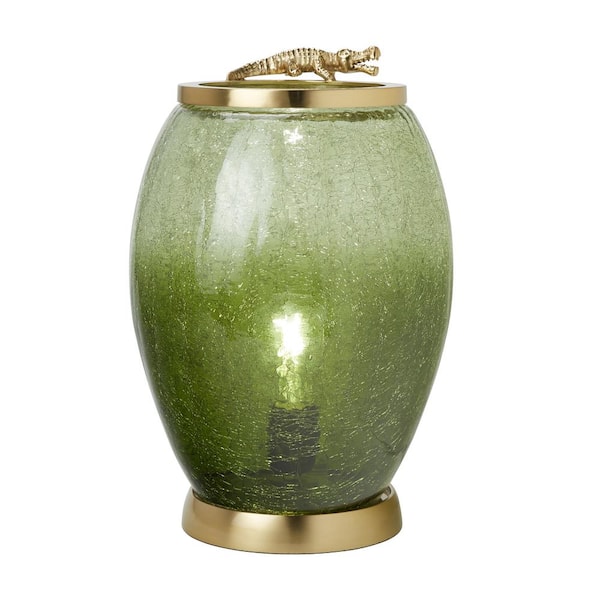 River of Goods Ariadne 10 in. Green Ombre Textured Glass Up Light Urn Novelty Lamp