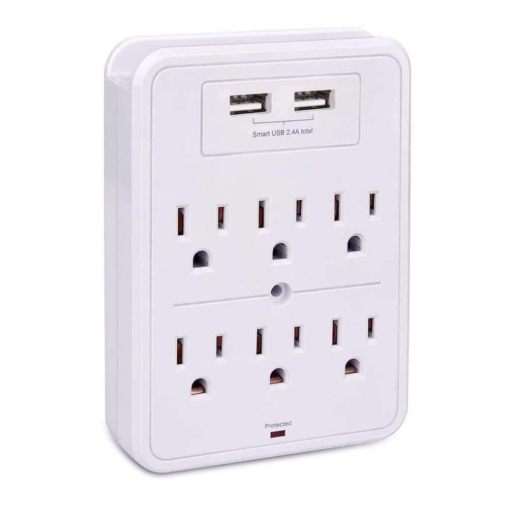 6-Outlet Surge Protector with 2 USB Charging Ports and Top Phone Holder in White, ETL Certified price history on PriceWatchPro