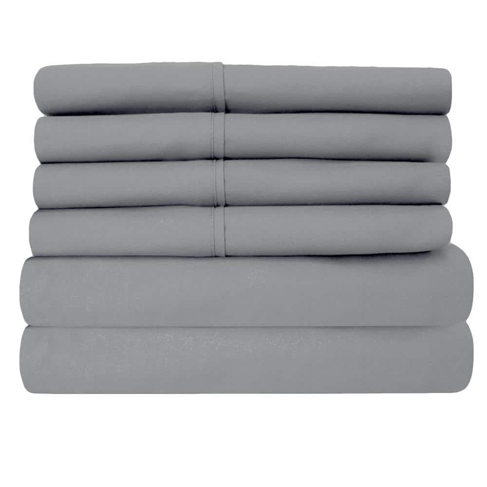 California King Gray Microfiber Deep Pocket Sheet Set