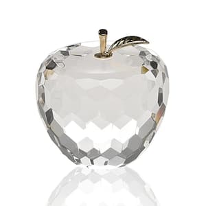 Crystal Clear and Gold Apple Tabletop Sculpture