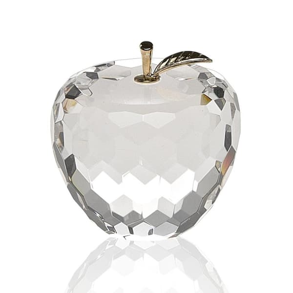 HomeRoots Crystal Clear and Gold Apple Tabletop Sculpture