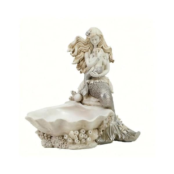White Resin 10 in. Mermaid Jewelry Decorative Tray