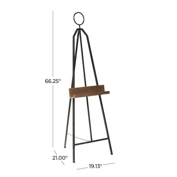 Black Metal Extra Large Free Standing Adjustable Display Stand Easel with Chain Support and Wood Tray