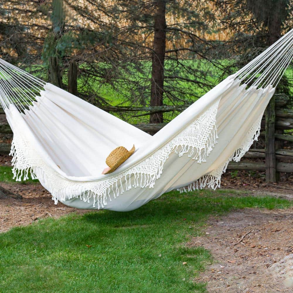 Natural Off-White Cotton Double Deluxe Brazilian Hammock