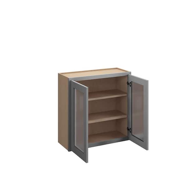 Kunal Kitchens Cumberland Recessed 30 in. W x 36 in. H x 12 in. D in Painted Stratus Plywood Assembled Frosted Glass Wall