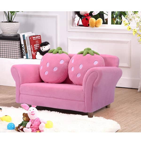 Chair Sofa for Kids Armrest Couch Pillows Girls Pink Children Toddler Furniture 