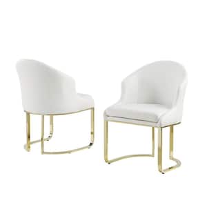 Degliani White Faux Leather Dining Chairs (Set of 2)