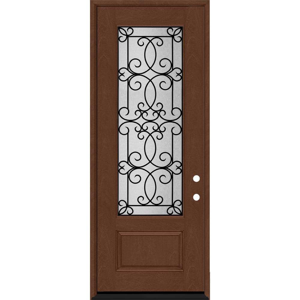 Regency 36 in. x 96 in. 3/4Lite Georgian Decorative Glass LHIS Chestnut Mahogany Fiberglass Prehung Front Door price history on PriceWatchPro