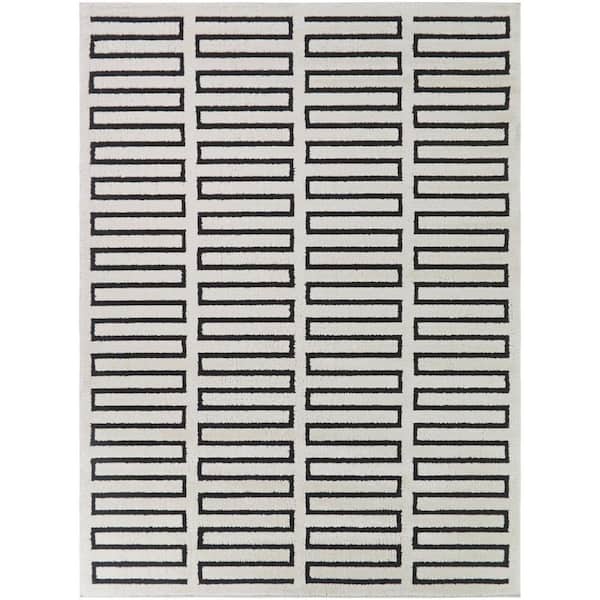 Grenville Cream/Black 5 ft. x 7 ft. Geometric Modern Area Rug