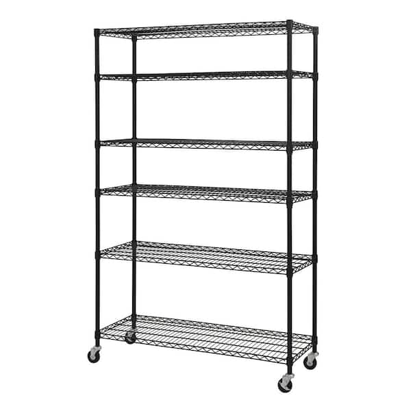 Rolling Steel Wire Shelving Unit 48, Home Depot Black Wire Shelving