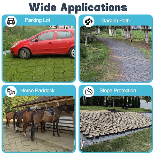 396 in. x 48 in. x 2 in. Black Honeycomb Gravel Stabilizer Grid HDPE Paver Base Ground Grid (36-Pieces)