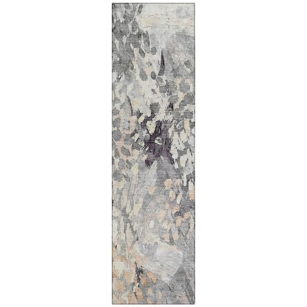 Chantille Machine Washable Indoor/Outdoor Abstract ACN2736 Pewter 2 ft. x 7 ft. Runner Rug