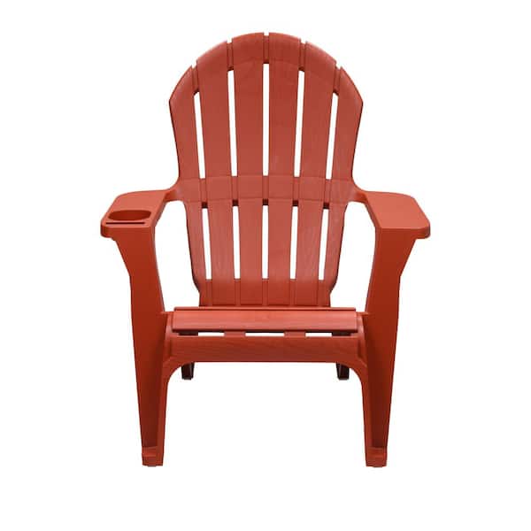 Ruby Red Plastic Adirondack Chair with Cup and Phone Holder